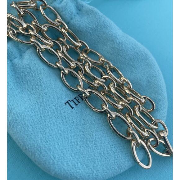 Tiffany & Co. 18K Gold 27 Clasping Links Necklace Choker 4 Charms 15.3” Pristine - Picture 14 of 16